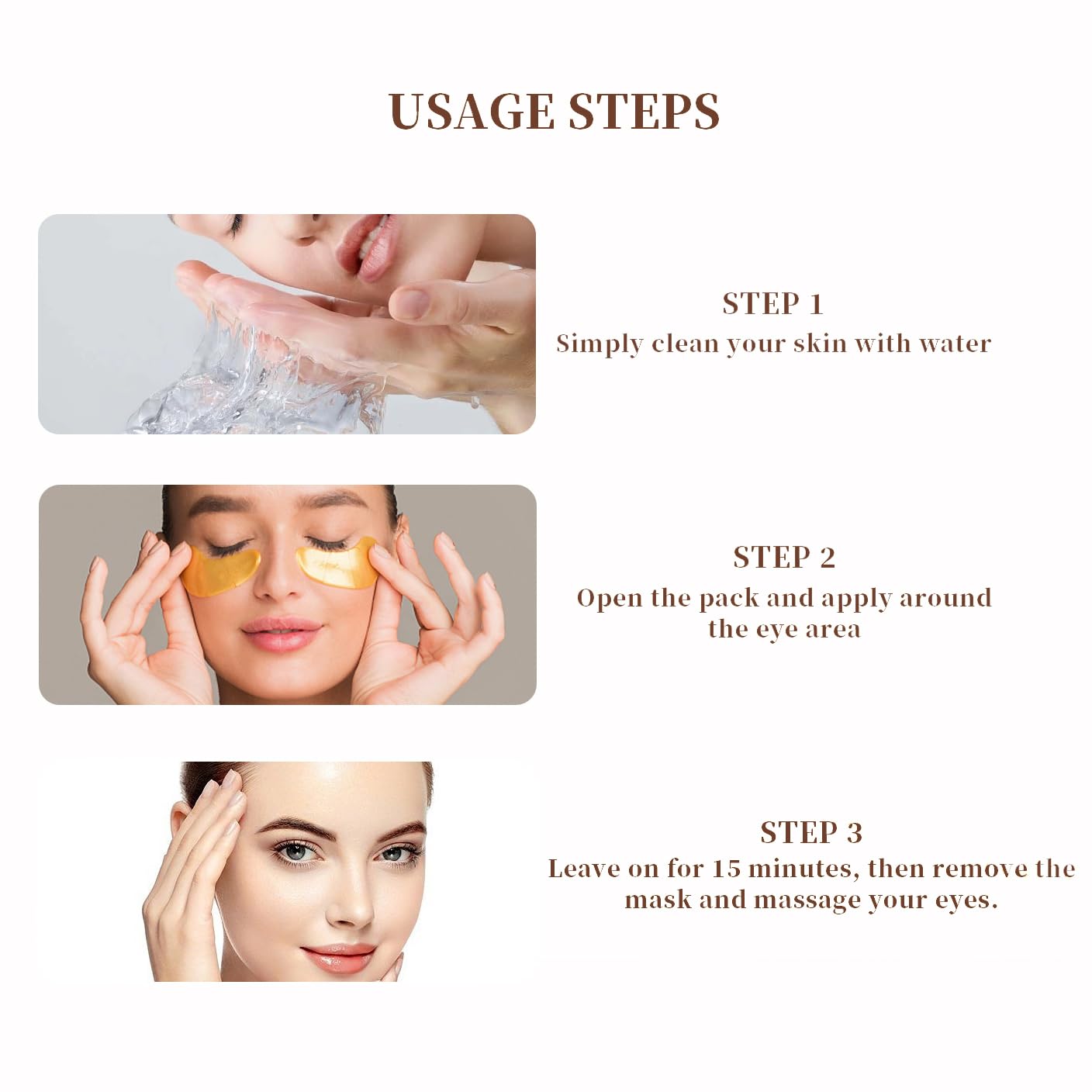 GHFCZOO 30 Pairs Lip & Eye Mask Set - Hydrating Golden Collagen Eye Patches for Dark Circles & Fine Lines, Moisturizing Peach Lip Spa Treatment | Anti-Aging Skincare Combo for Women