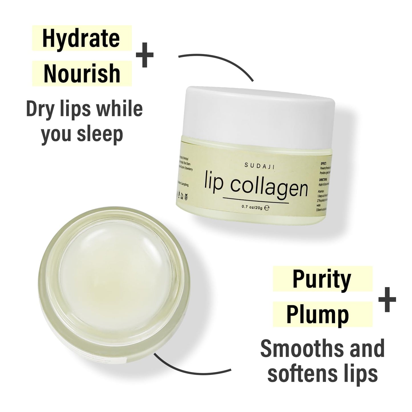 Lip Collagen + Peptide 0.7oz, Collagen Lip Mask with Vitamins E, A -Lip balm to Nourish & Hydrate Lips, Lip Moisturizer for Gentle exfoliating