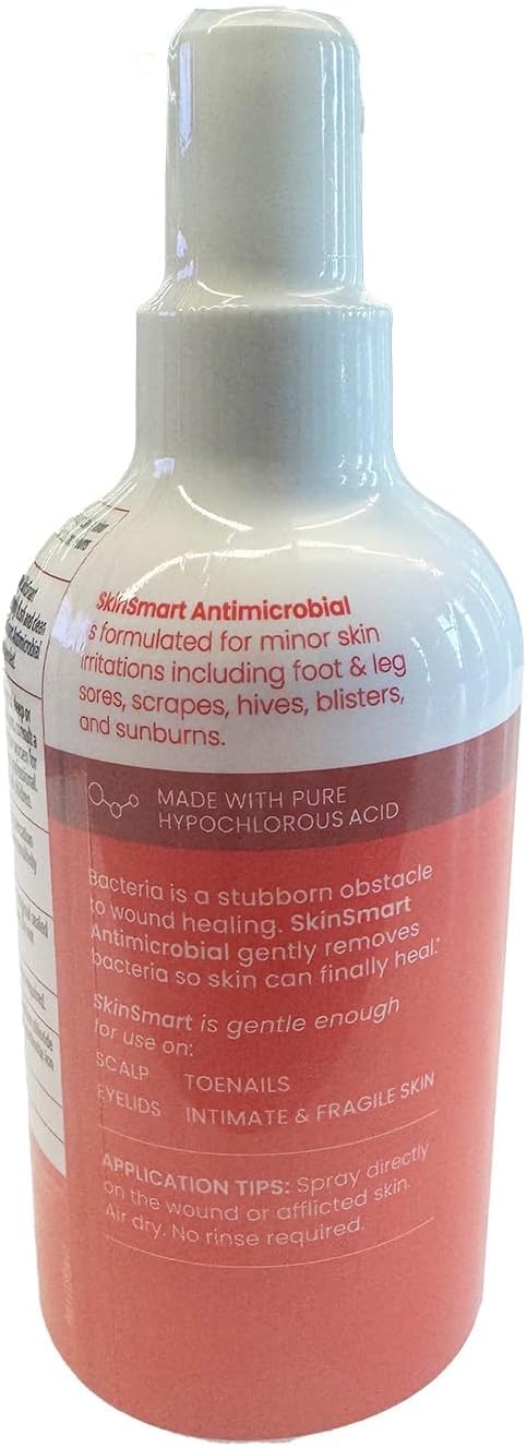SkinSmart Antimicrobial Wound Therapy, Hypochlorous Acid Safely Removes Bacteria so Wounds Can Heal, 2 Ounce Clear Spray (Pack of 3)