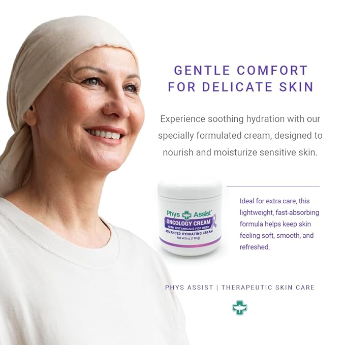 PhysAssist - Oncology Body Cream with Botanicals, 6 oz. Soothing and Hydrating to Stressed Skin. Made with Oils of Lavender, Calendula, and Peppermint. Non-Irritant, Clinically Tested.