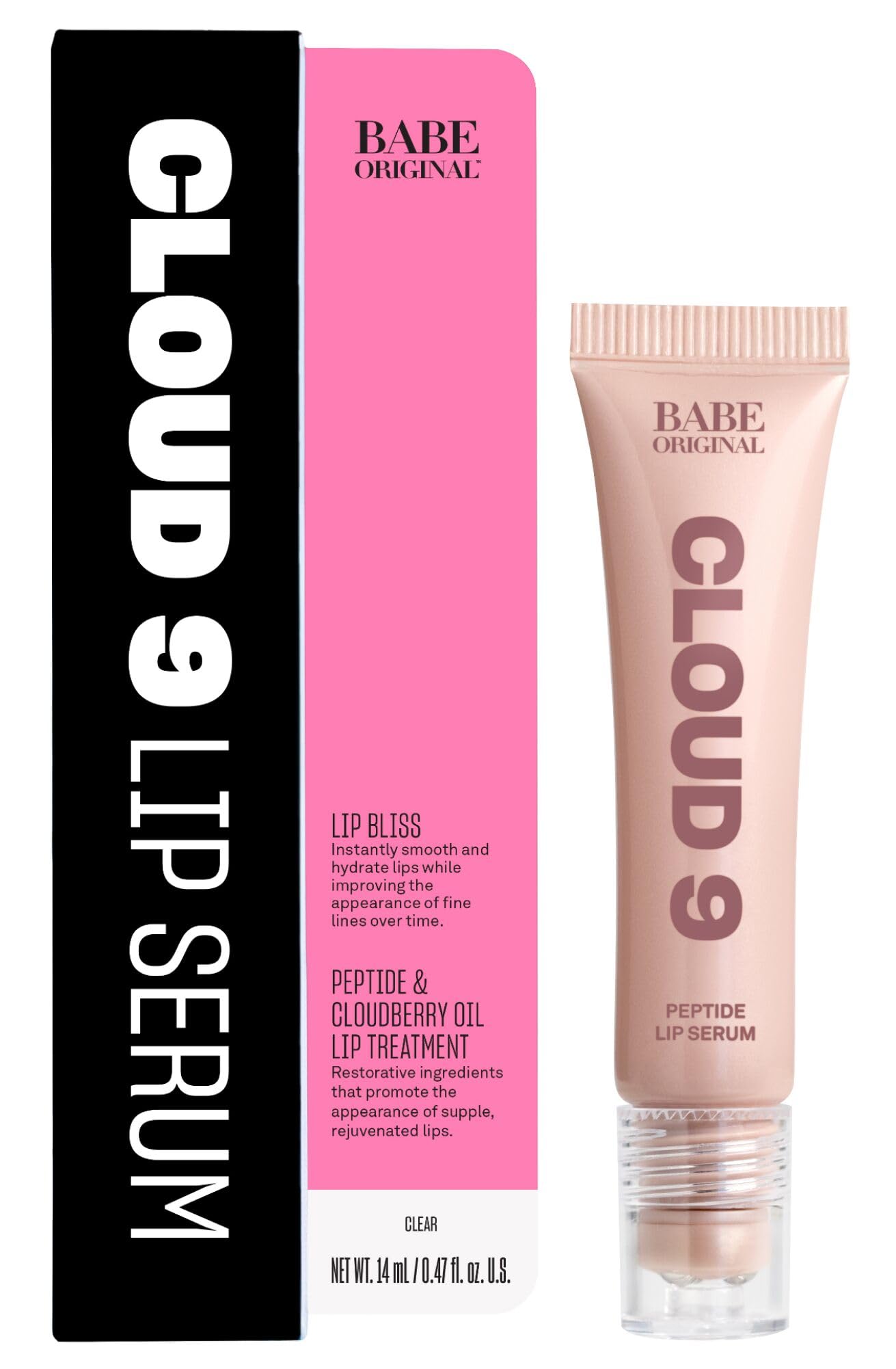 BABE ORIGINAL Cloud 9 Peptide Lip Serum | Daily Lip Treatment with Cloudberry Oil, Mushroom Extracts, Hyaluronic Acid for Dryness & Fine Lines | Smoothing & Hydrating Lip Moisturizer | Vegan Lip Care