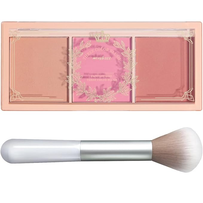 3 Color Matte Pink Blush Palette with Brush,