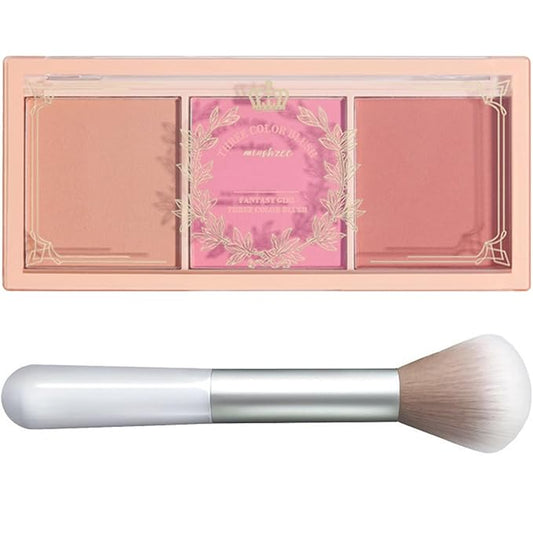 3 Color Matte Pink Blush Palette with Brush,