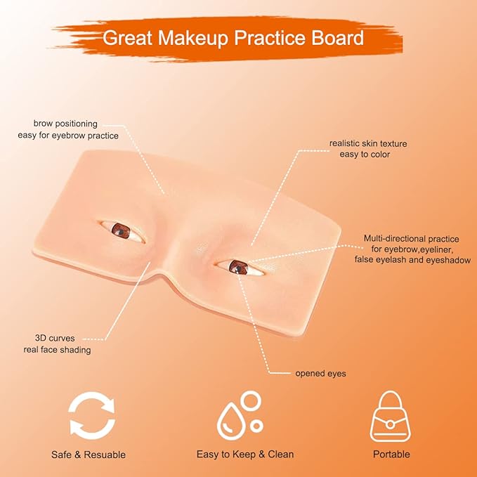 Makeup Practice Face Board, 3D Reusable Makeup Mannequin