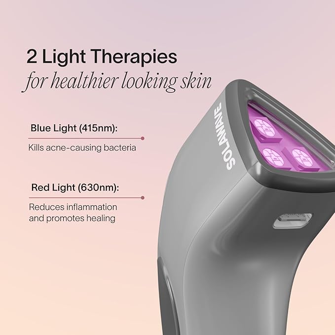Solawave Bye Acne Spot Treatment | Blue & Red Light Therapy Device for Pimples & Zits | Face Wand Reduces Inflammation, Redness, & Appearance of Blemishes | 3-Min Sessions at Home for Clearer Skin