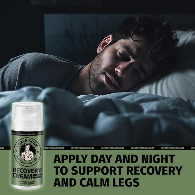 Coach Soak Magnesium Cream with MSM in Pump Bottle - Natural Recovery Cream with Magnesium Chloride & Menthol - Fast-Absorbing for Muscles & Joints, Eucalyptus 3.4oz