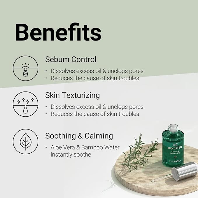 Dr. IASO AC BOOSTER | Skin Concerns About Clogged Pores and Blackheads, Treat Acne-Prone Skin, Soothes and Clarifies Troubled Skin, Korean Skin Care, 2.47oz