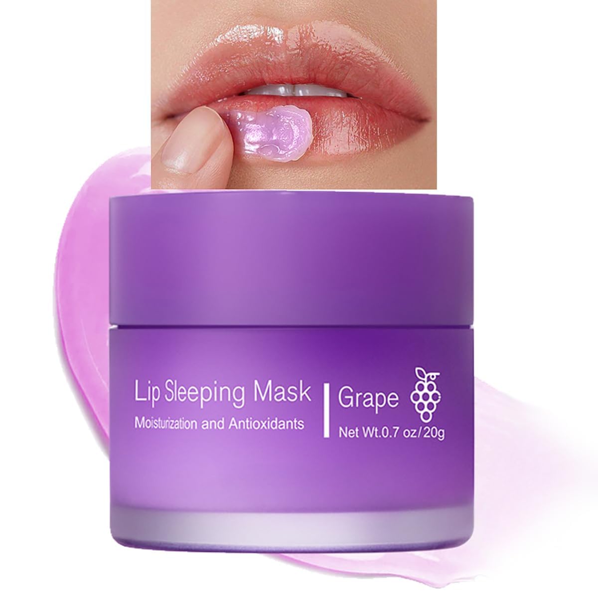 Sleeping Lip Mask, Long-Lasting Nourish & Hydrate Lip Mask, Lip Balm, Lip Skin Care, Hydrating Moisturizing Lip Night Sleep Care Lip Anti-chapped Lip Cream (04# Grape)