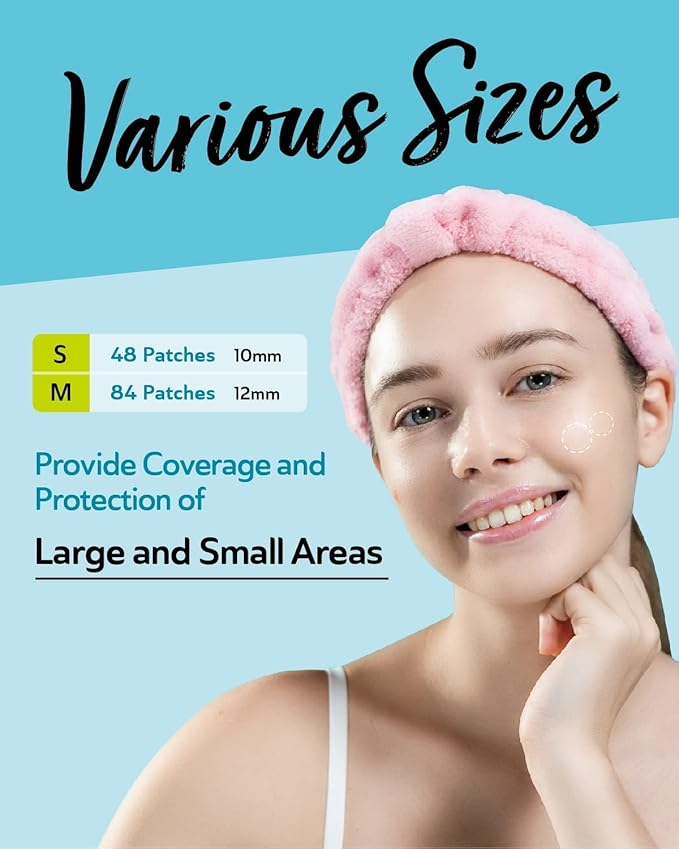 Invisible Salicylic Acid Pimple Patches for Face - Redness Reducing Hydrocolloid Acne Patches, Clear Pimple & Zit Patches for Blind Pimples - 132 Count 2 Sizes Soothing Plus (Clear Patch)
