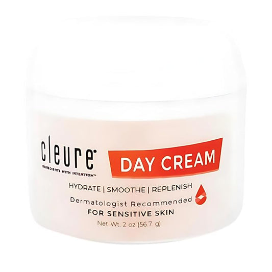 Cleure Anti-Aging Day Cream & Facial Moisturizer w/Pure Shea Butter for Sensitive Skin - Fragrance Free, Gluten, Salicylate and Paraben Free (2 oz, Pack of 1)