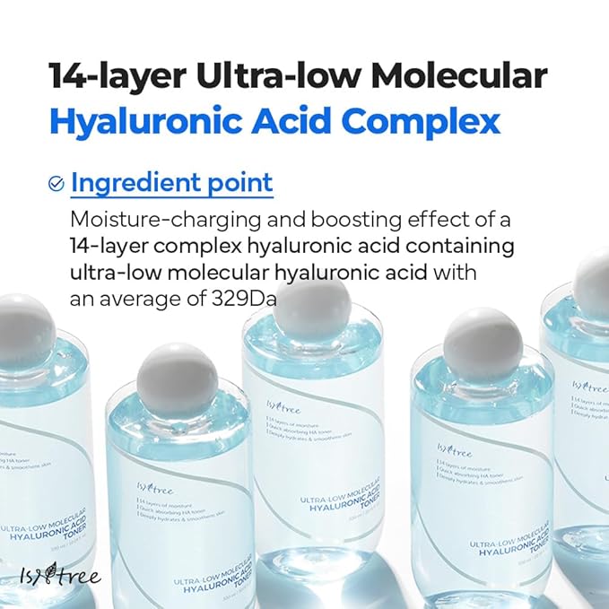 ISNTREE Ultra-Low Molecular Hyaluronic Acid Toner 300ml, 10.14 fl.oz | Korean Skincare | Quick Absorbing | Deep Hydration & Skin Smoothing | Vegan & Fragrance-Free