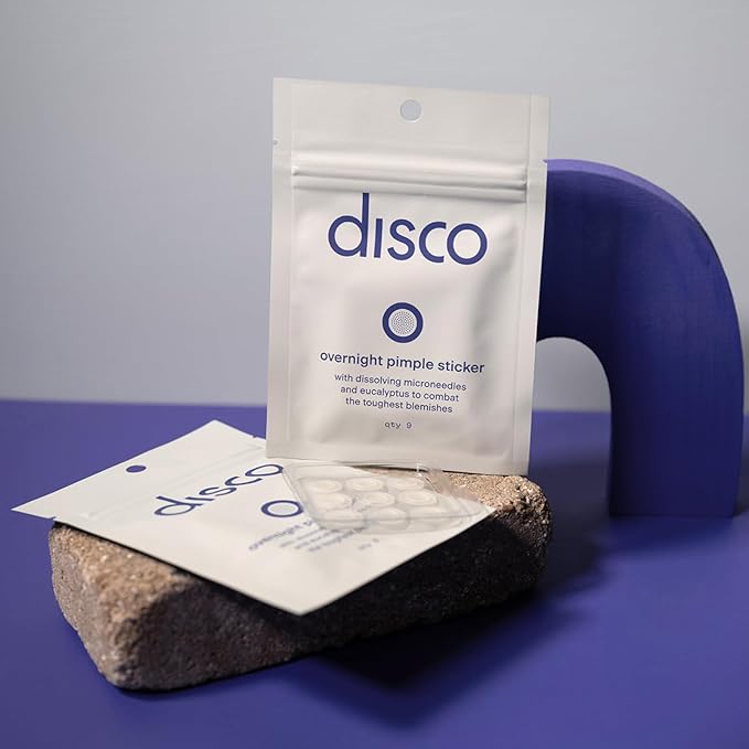 Disco Overnight Pimple Stickers | Acne Pimple Patches for Face, Breakout Strips, Toughest Blemish, Zit Spot Treatment with Fast-Acting Dissolving Microneedles & Eucalyptus Tackle Pimples in 6 Hours