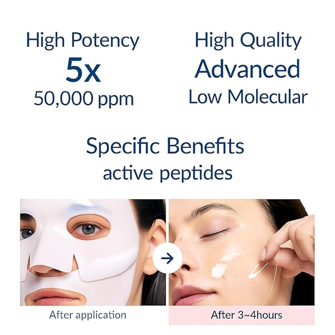 5-Pack Bio-Collagen Hydrogel Face Masks | Overnight Hydrating Sheet Mask for Women, Anti-Aging, Wrinkle Reduction & Pore Minimizing Skincare