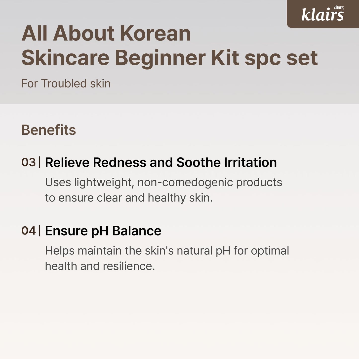 DearKlairs [Klairs] Korean Skincare Beginner Kit, 4pc Set, Cleanser to cream