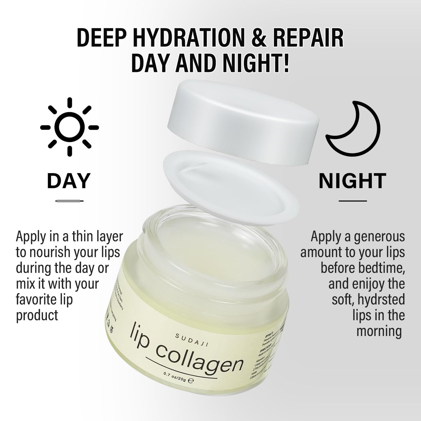 Lip Collagen + Peptide 0.7oz, Collagen Lip Mask with Vitamins E, A -Lip balm to Nourish & Hydrate Lips, Lip Moisturizer for Gentle exfoliating