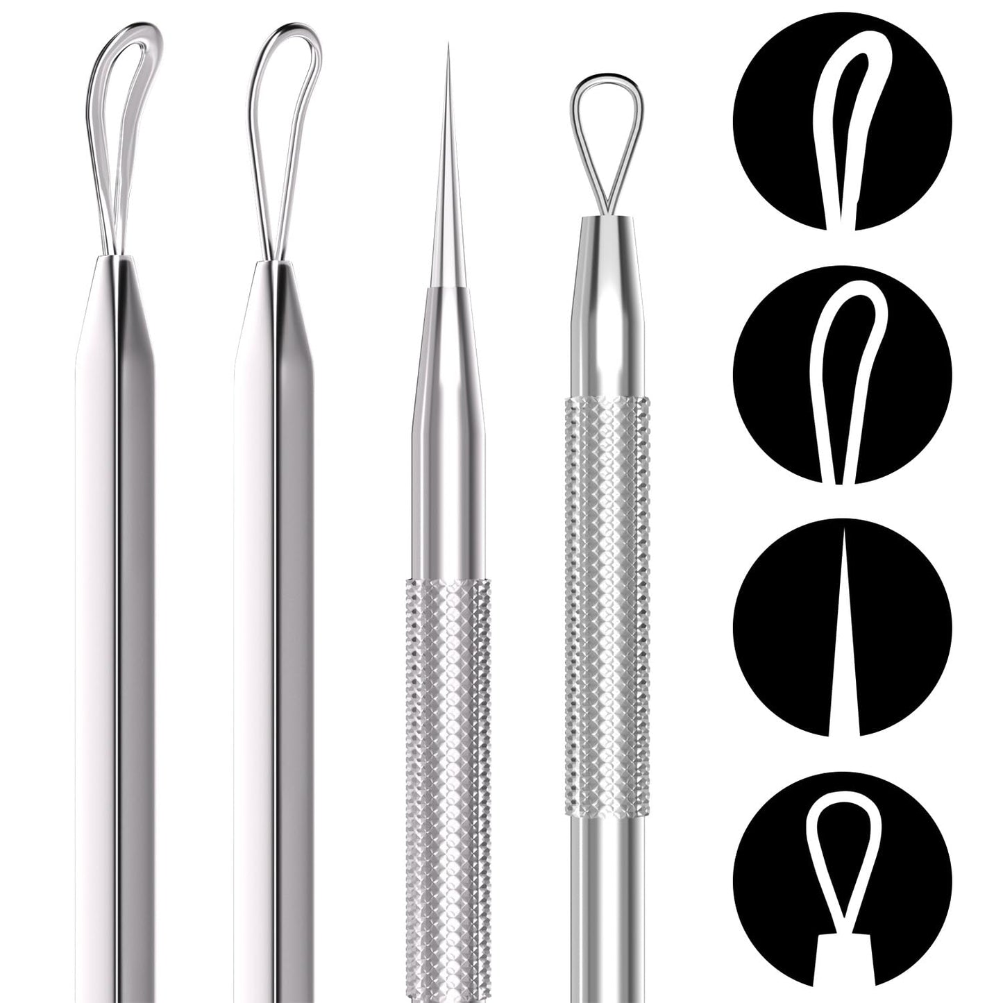 Azosowo 2-Pack Pimple Extractor Tools, Blackhead Remover Tools, Blackhead Extractor, Pimple Popper Tool Kit for Zit, Comedone, Acne, Whitehead - with Case