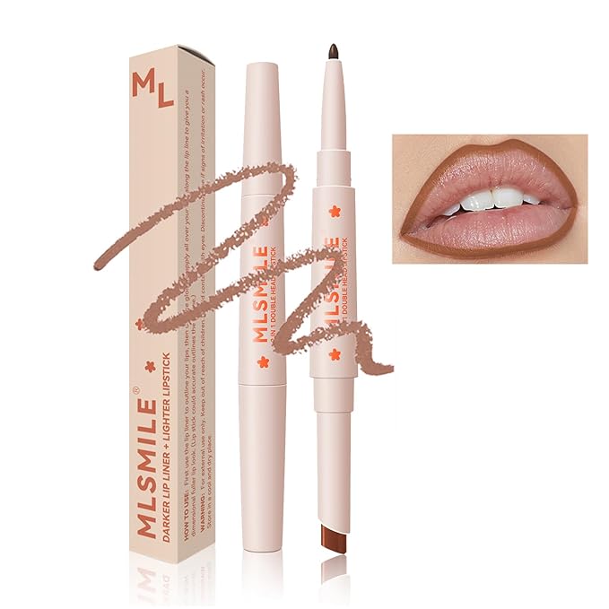 Nude MatteLip Liner And Lipstick Set, Double-end Matte Velvet Creamy Lip Liner Smudge-Proof Waterproof High Pigmented Nude Lip Liner Pencil Smooth Long Wear Lip Liner For Women Makeup(#05)