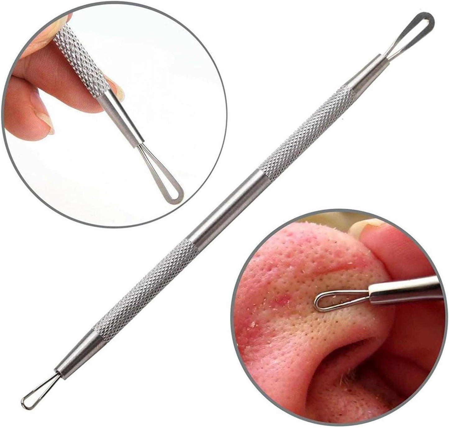 Silver Blackhead Remover Pimple Extractor Popper Tool Acne Comedone Blackhead, Blemish, Whitehead Popping, Zit Removing Skin Care Tools for Nose Face - Stainless Steel,Skin Care Tools,Blemish Removers