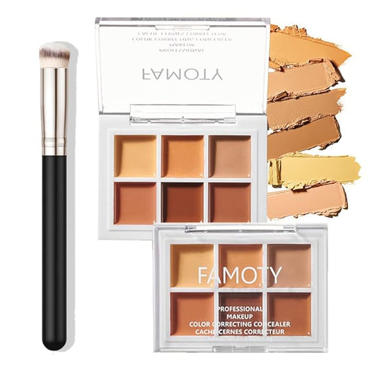6 Color Correcting Concealer Palette With Concealer Brush, Correcting