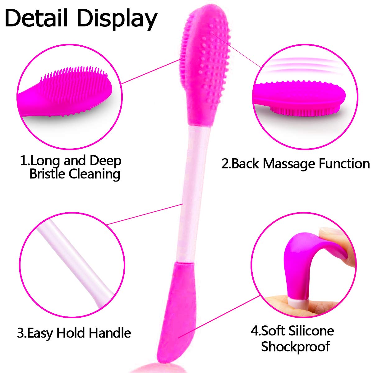 5PCS Silicone Scrubber Set, Lip & Face Cleansing Brush and 2PCS Exfoliating Face Brush for Men & Women