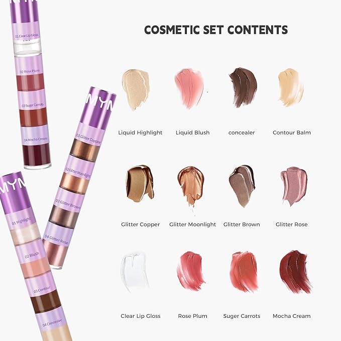 3 Pcs Cosmetic Sets 12 colors
