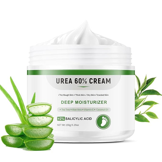 Urea Cream 60 Percent for Feet, Urea Foot Cream for Dry Cracked Heels and Feet, Cracked Heel Repair Cream, Foot Moisturiser, 5.29oz/150g
