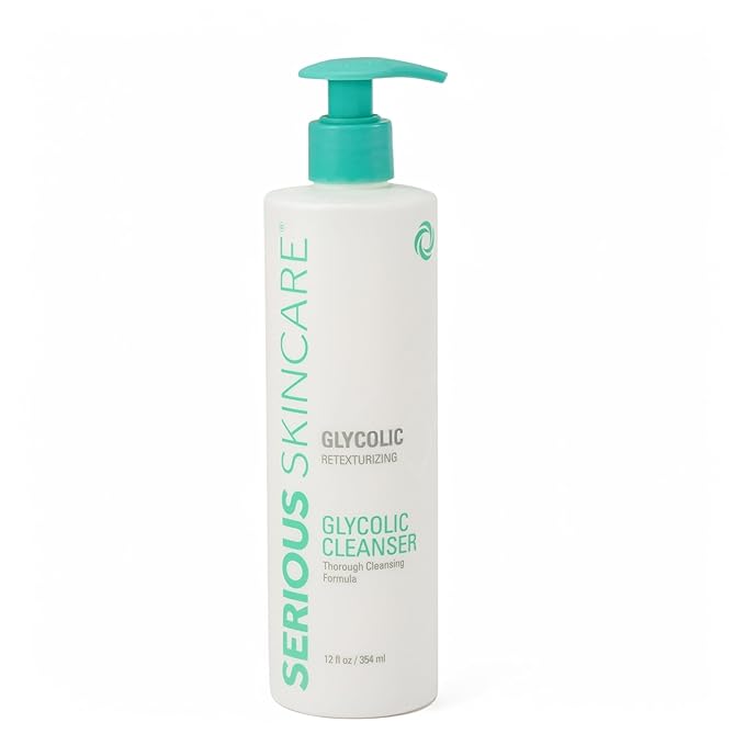 Serious Skincare Glycolic Cleanser - Skin Exfoliating Face Wash - 10% Glycolic Acid - Deep Pore Purifying - Removes Makeup, Oil, Blackheads and Impurities - Shave Prep - Anti-Aging 12 Fl. Oz.