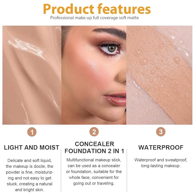 2 Pack Liquid Foundation Cream with Foundation Brush