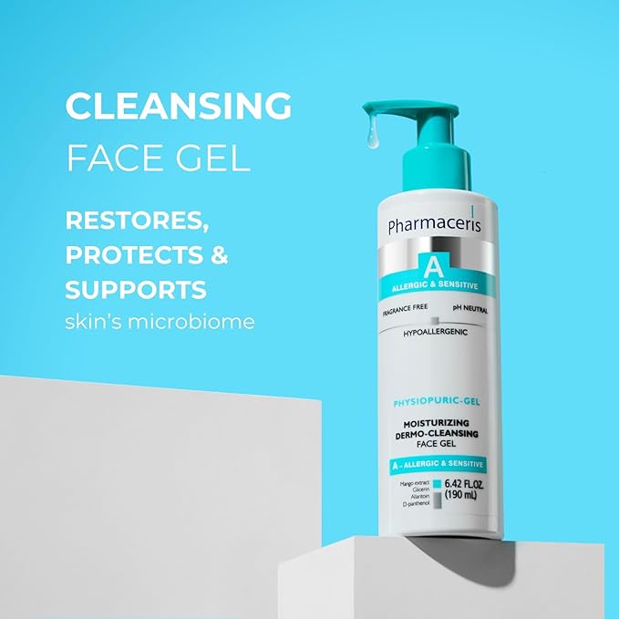 Moisturizing Cleansing Face Gel - Gentle Face Wash Cleanser, Removes Impurities & Makeup, Hydrates & Soothes Allergic & Sensitive Skin, PHYSIOPURIC-GEL 6.42 fl oz