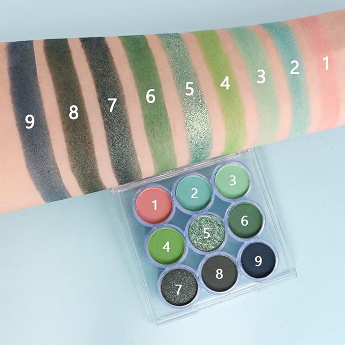9 Colors Green Olive Matte Shimmer Eyeshadow Palette