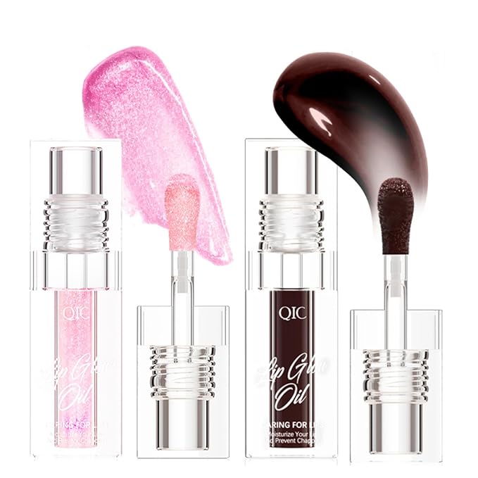 Crystal Jelly Moisturizing Lip Oil 2Pcs Hydrating Lip Moisturizing