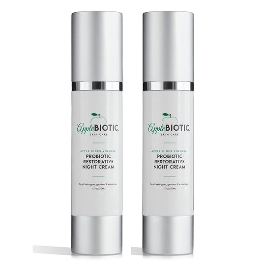 Apple Cider Vinegar Restorative Night Cream 2 PK - Overnight Firming, Smoothing Cream with African Green Coffee, Green Tea and Chamomile Extract for Dry, Oily, Sensitive Skin