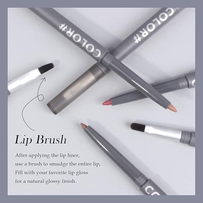 Mousse Lip Liner Pencil, Long Wear Lip Liner Velvet Matte Creamy Long Lasting Lip Liner Pencil, Dual-Ended Full Coverage Lip Liner with Lip Brush, High Pigment & Smudge-proof Lip Pencil Makeup(02#)