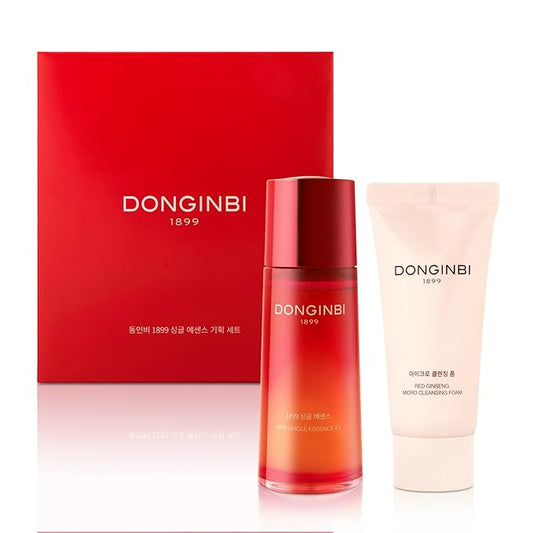 DONGINBI 1899 Single Essence EX 70ml & Cleansing Foam 50ml Special Set - Anti-Aging face essence with Korean Red Ginseng for Radiance and Repair