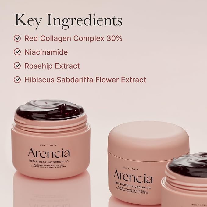Overnight Red Smoothie Face Mask Serum, Glowing & Soothing with 30% red collagen, Niacinamide, Peptide, Vitamin E