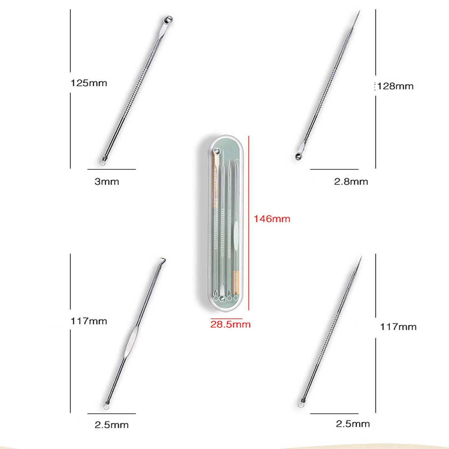 ZTRHYOO Blackhead Remover Pimple Comedone Extractor Tool Best Acne Removal Kit - Treatment for Blemish, Whitehead Popping, Zit Removing for Nose Face Skin with Case (Sliver, 4 Piece Set)