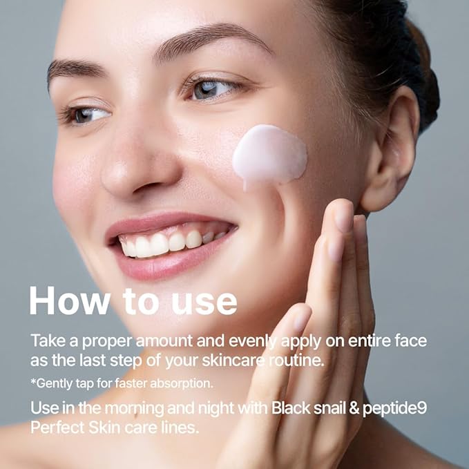 FARMSTAY Black Snail & Peptide 9 Perfect Cream, Snail Mucin Moisturizer for Elastic & Glow Skin, Hydrating & Nourishing, Anti-aging, Skin Barrier Repair, for Women & Men, Korean Skin Care, 1.85 Fl. Oz