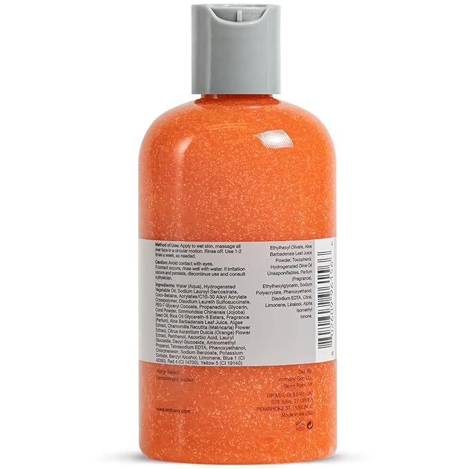 Anthony Facial Scrub – Men’s Exfoliating Face Wash with Vitamin C, Aloe, Chamomile and Algae for Deep Cleansing and Detoxifying 8 Fl Oz