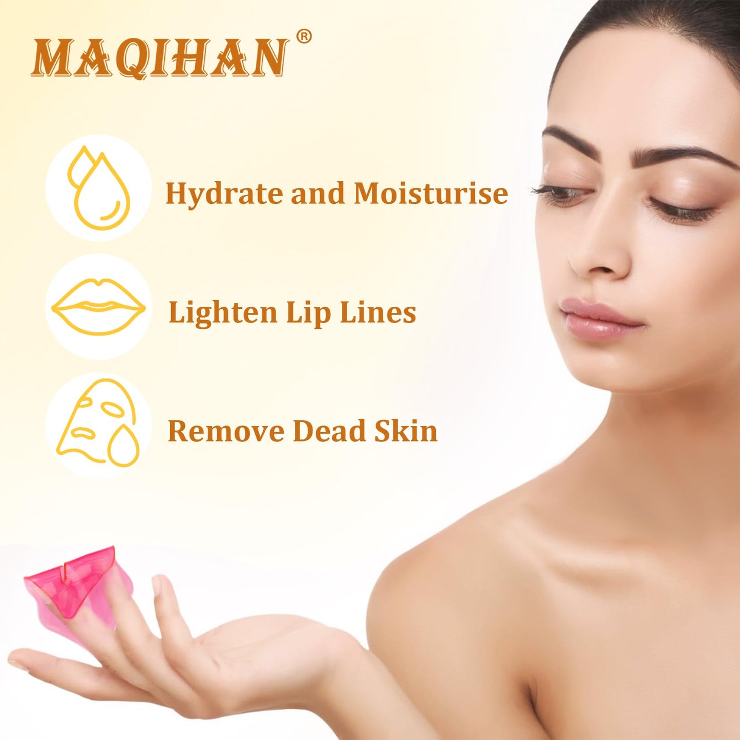 30PCS Moisturizing Lip Mask - Lip Patches for Spa Daily Labial Masks Skincare Hydrating to Reduce Wrinkles Dryness Anti-wrinkle Lightens (Orange)