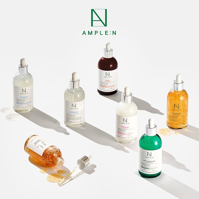 AMPLE:N 24k Gold Shot Serum - Korean 24K Gold Anti Aging Serum – Erasing Wrinkles and Fine Lines with Collagen & Peptides – Evens Skin Tone for Dull and Saggy Skin - 3.38 fl.oz.