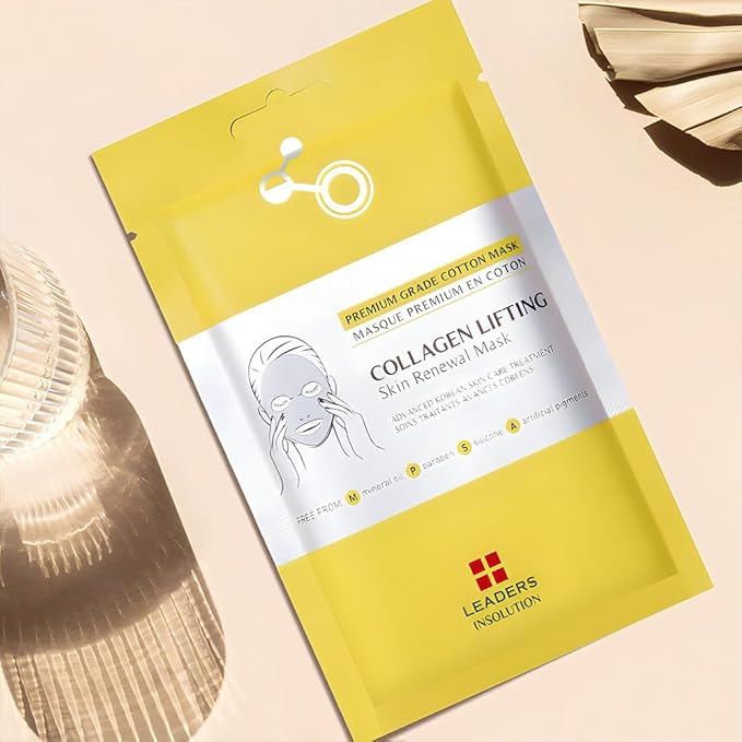 Leaders Insolution Collagen Lifting Skin Renewal Mask | Marine Collagen for Firmness and Elasticity Anti-Wrinkle, Sculpting Facial Sheet | Hydrating Serum for Smooth Skin (5 Sheets)