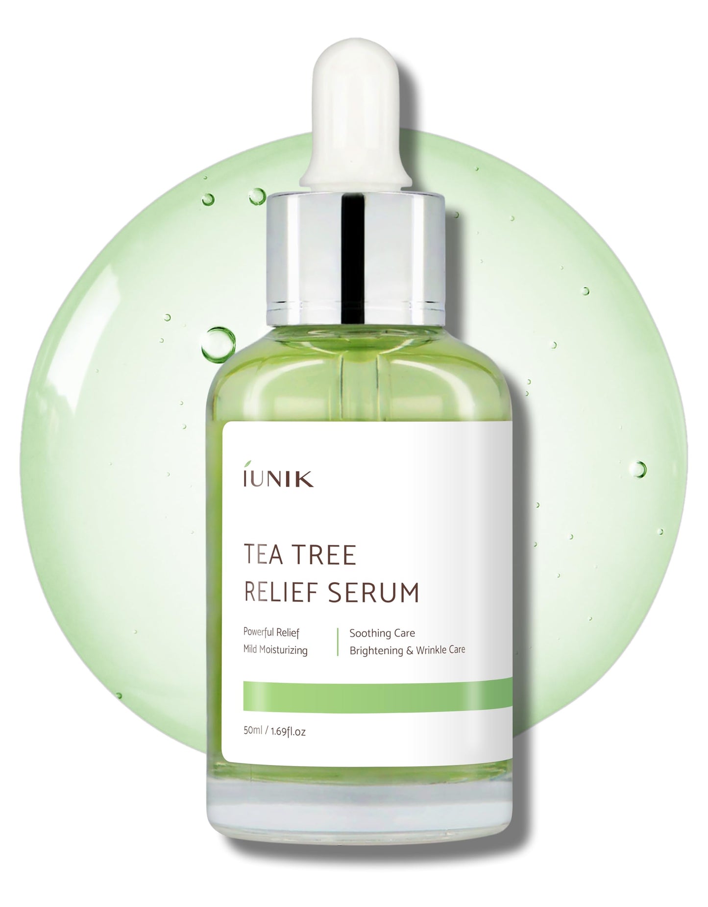 IUNIK Tea Tree Relief Vegan Serum for Acne-Prone Skin – Non-Sticky & Lightweight Facial Ampoule with Centella Asiatica for Soothing, Calming, and Balancing – Korean Skincare