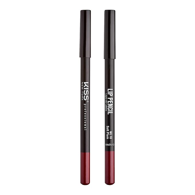 KISS New York Professional Slim Lip Pencil, Creamy Soft Lip Liner, Smooth Long-Lasting Rich Lip Color, Natural Lip Makeup, Water-Resistant Lip Crayon (Soft Plum)