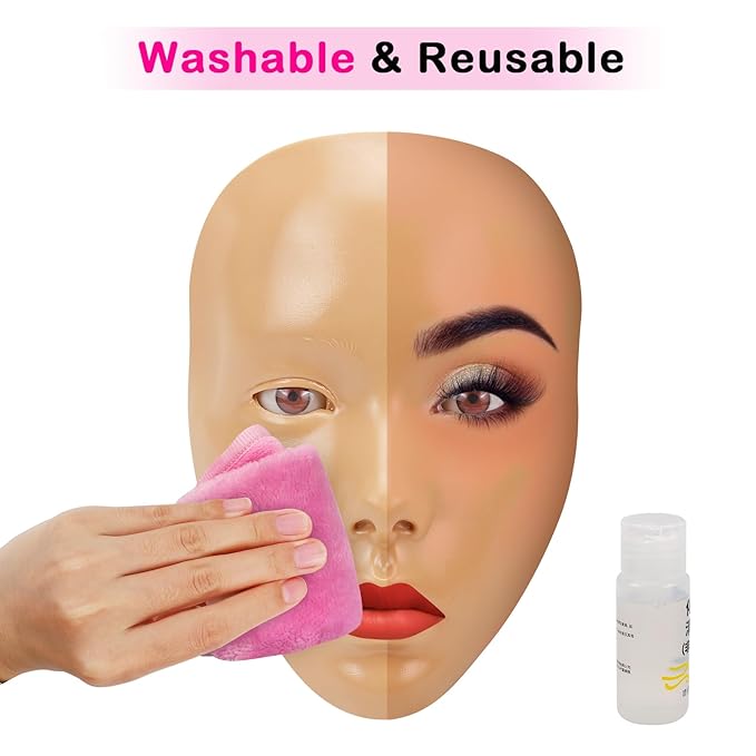 3D Makeup Practice Face Board,Reusable Silicone Makeup Practice