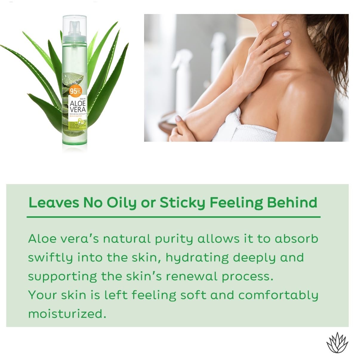 jNE California Grown Aloe Vera Soothing Gel Water | 4.23 Fl oz | 95% Pure | All-in-One for Face, Body, Hand, Hair | Korean Skin Care