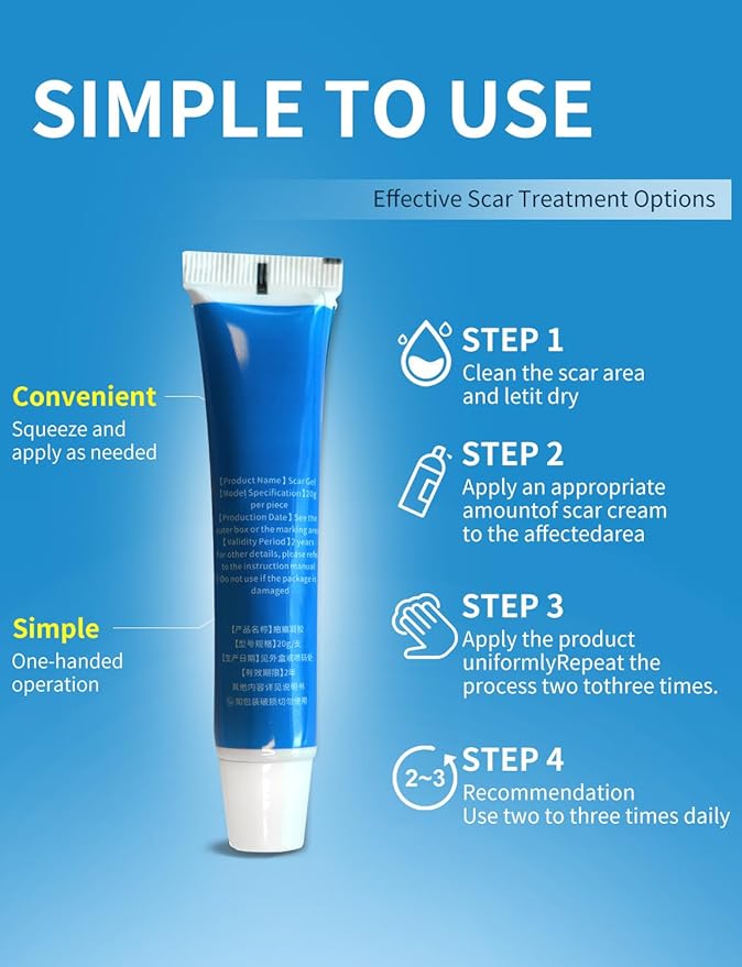 Silicone Scar Gel, Advanced Scar Cream treating for New and Old Scars, Surgical Scars, Burn Scars, Stretch Marks, Acne Scars, Dark markings, Keloid Removal 0.70 oz (20 g) (2tube)