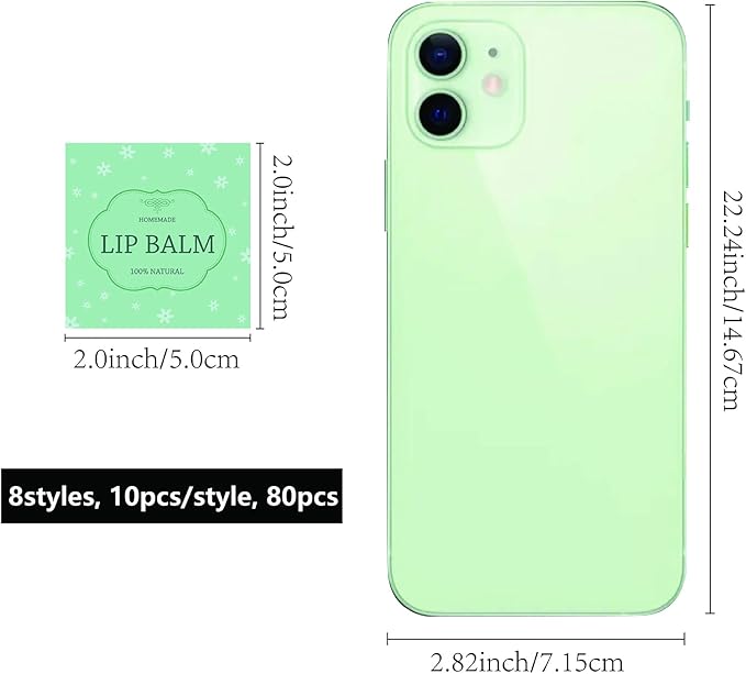 CRASPIRE Lip Balm Labels 80pcs Homemade Style-Color）