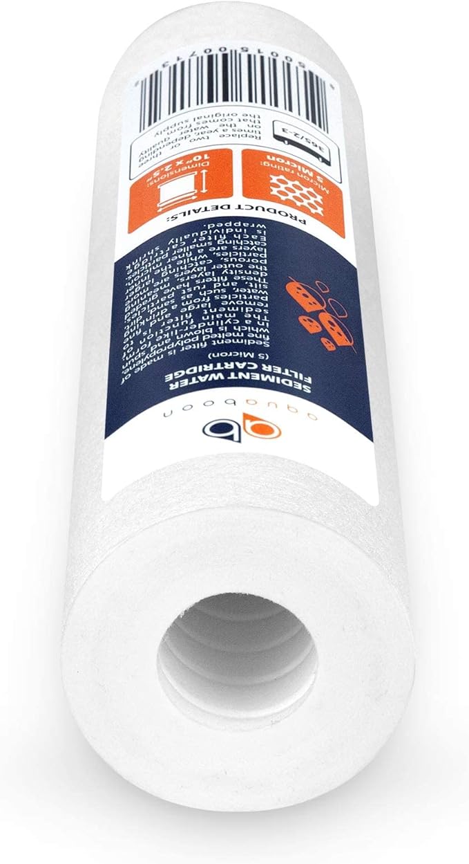 Aquaboon 5 Micron 10 x 2.5 Sediment Filter - Whole House Water Filter Replacement Compatible with Well Water Filters - P5, AP110, WHKF-GD05, 50 Pack