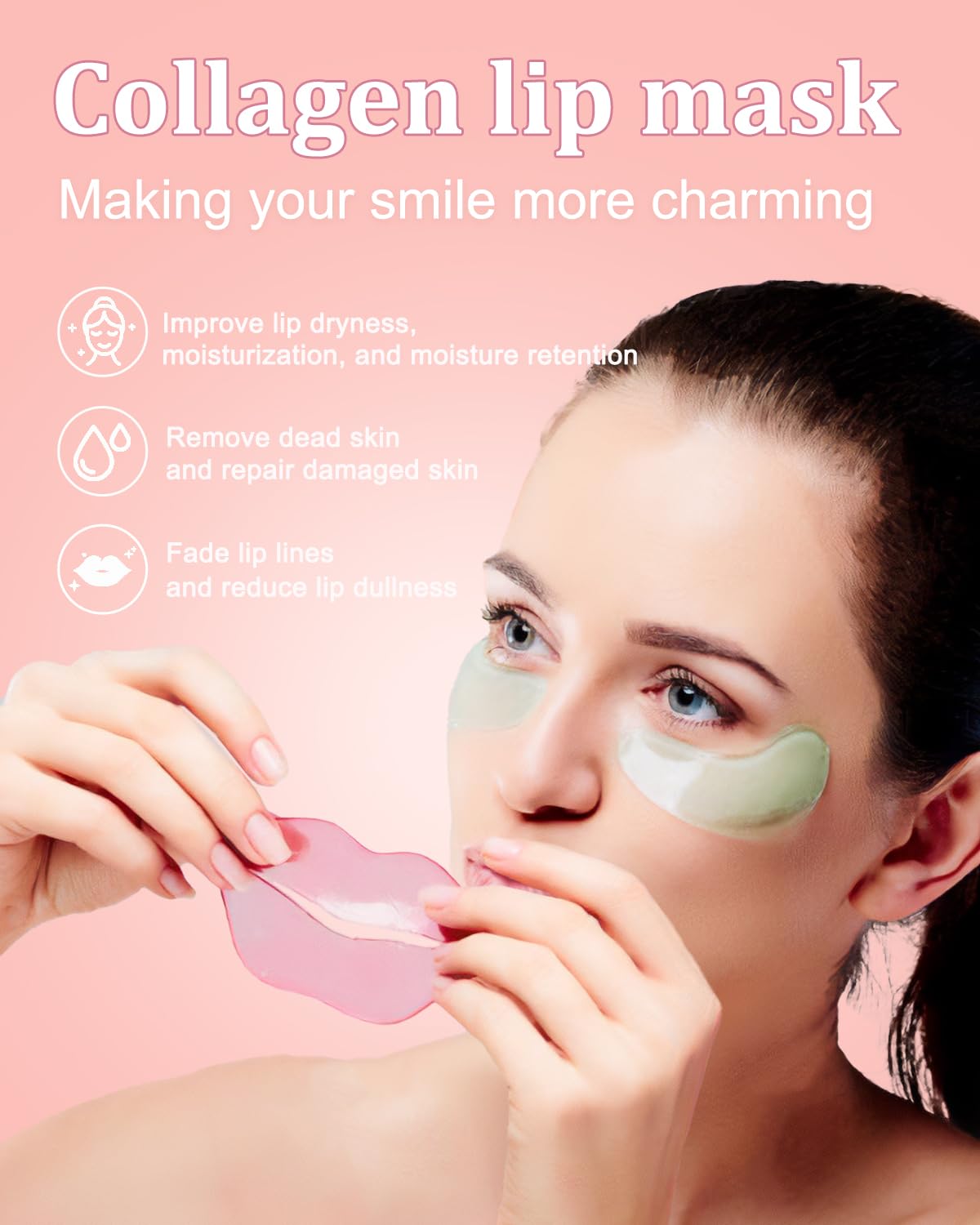 Bukamkom Collagen Lip Masks Bulk(20 Pieces/Box),Lip Mask Sheet Lip Care to Reduce Dark Lips and Lip Lines to Remove Dead Skin Moisture,Bulk Lip Masks Individually Wrapped(20)