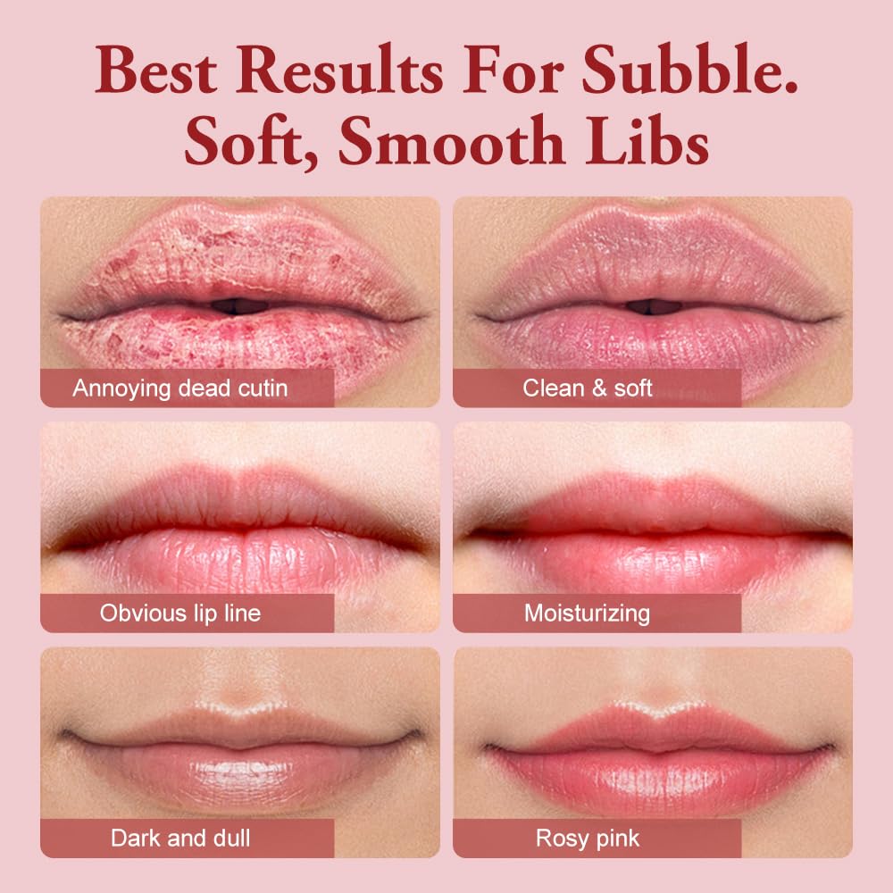 Strawberry Lip Scrub And Mask Set, Sugar Exfoliator Lip Scrub For Dark Lips To Lighten, Lip Care Kit, Sleeping Lip Mask, 1.4 oz / 2-piece